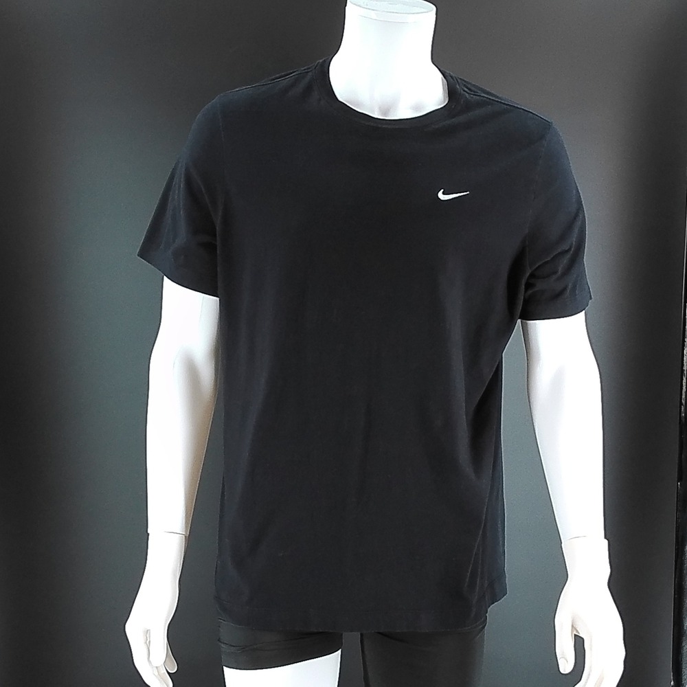 Nike Mens XL Black Short Sleeve Embroidered Swoosh Cotton T-Shirt 363277-00A
